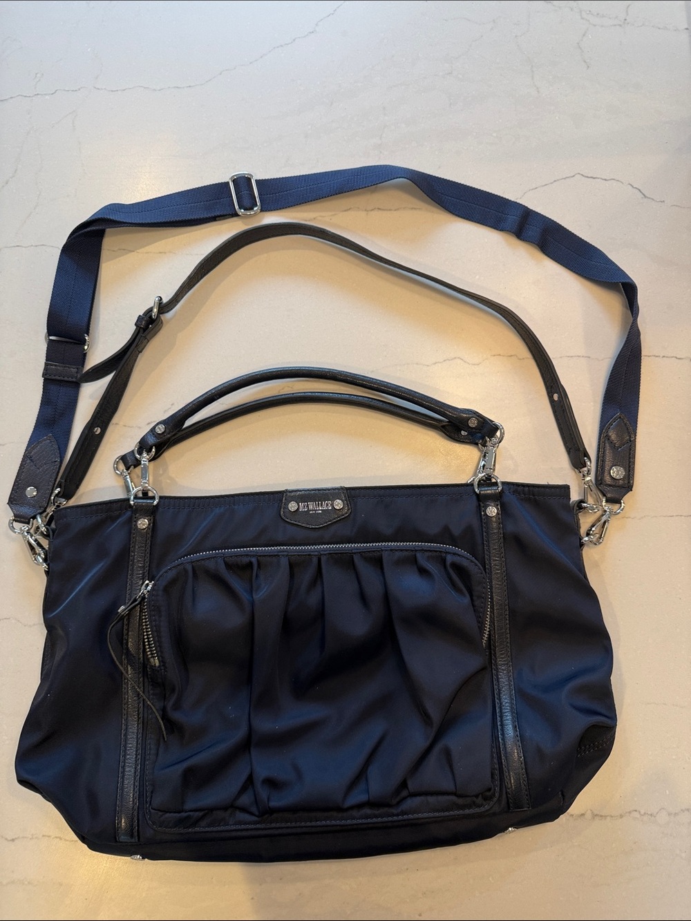 MZ Wallace Black Quilted-Style Nylon Shoulder Bag with Adjustable Strap